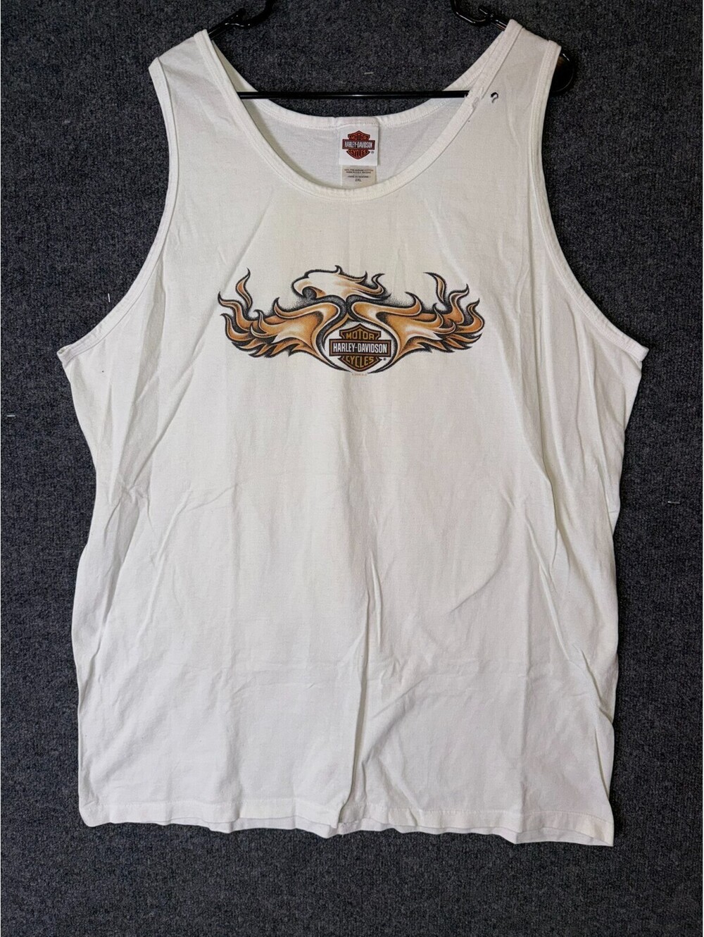 Vintage Harley Davidson Tank Top Mens 2XL White Flaming Eagle Hal’s 30th Anniv W